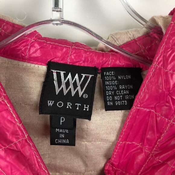 WORTH Pink Hooded Windbreaker Jacket Petite - Picture 2 of 5